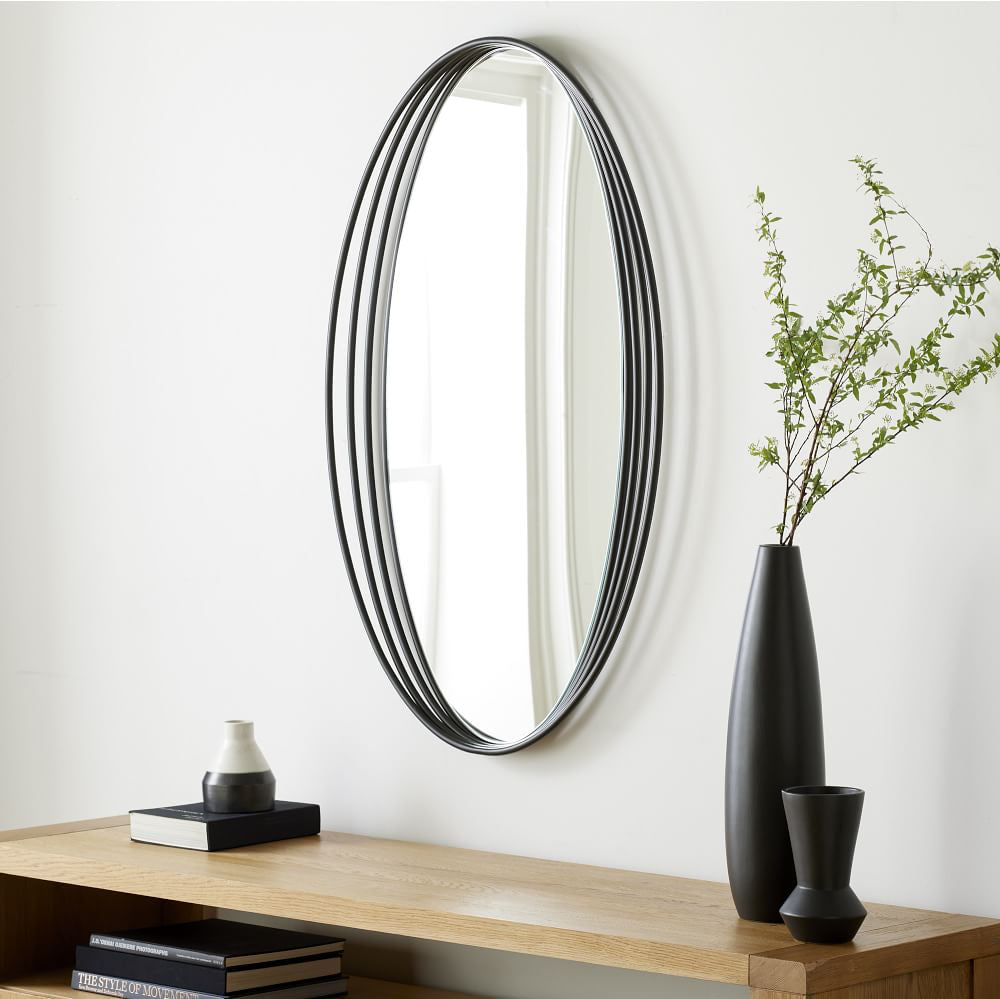 Black Round Metal Wall Mirror