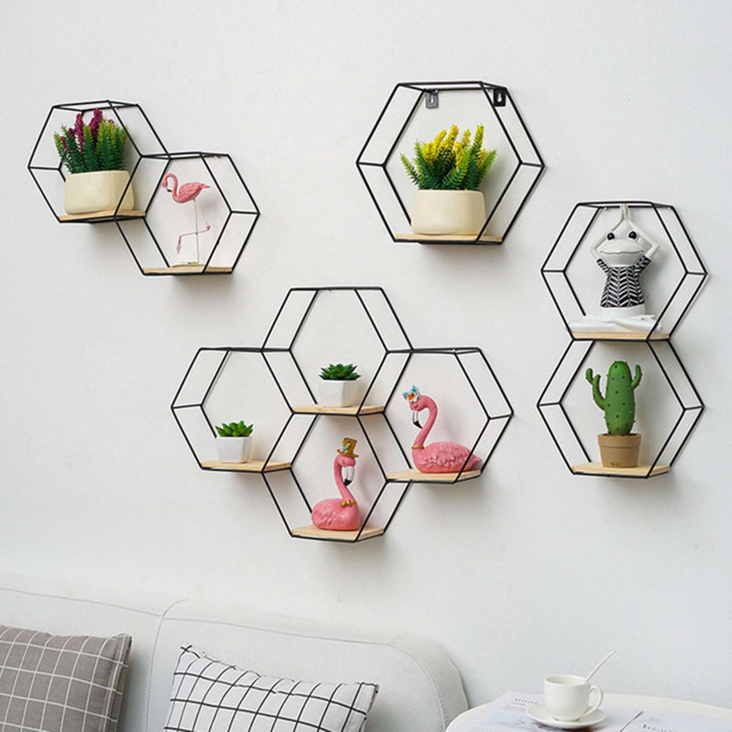 hex wall shelves