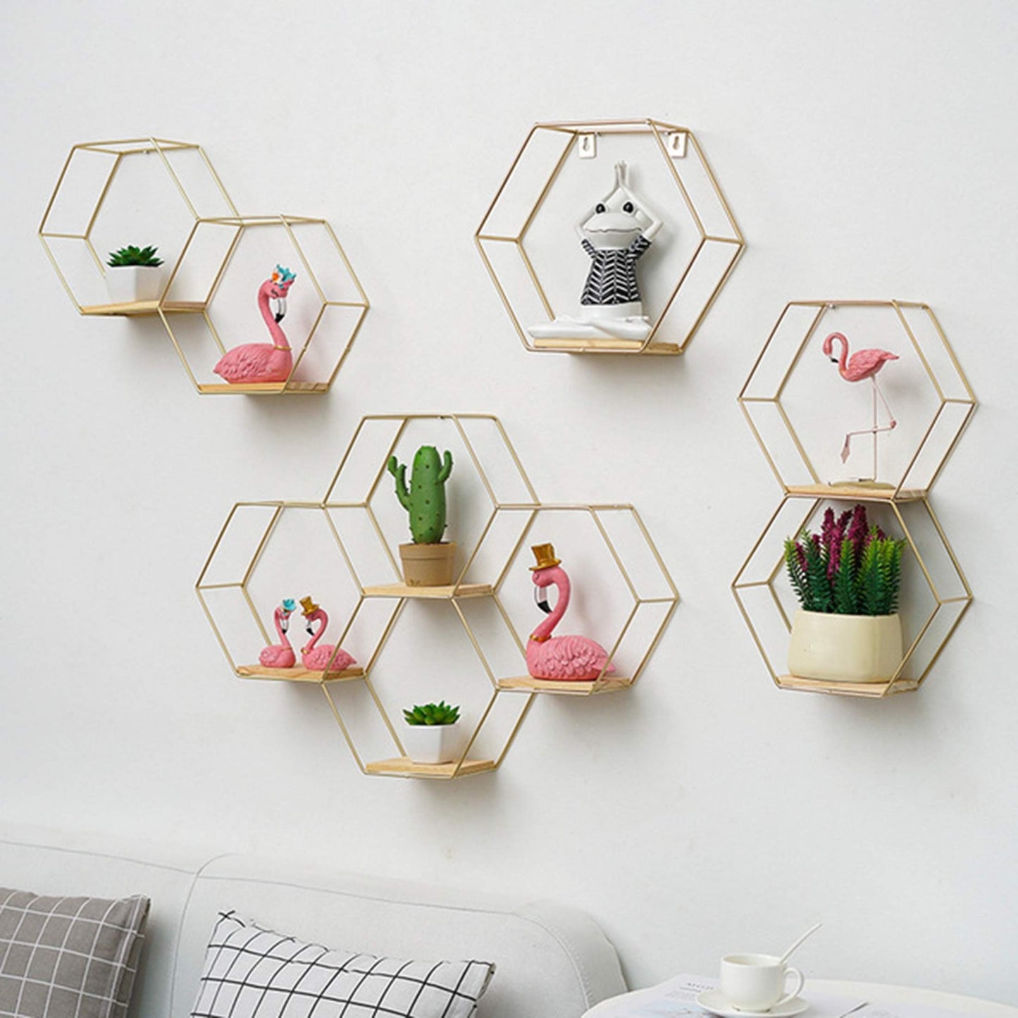 hex wall shelves